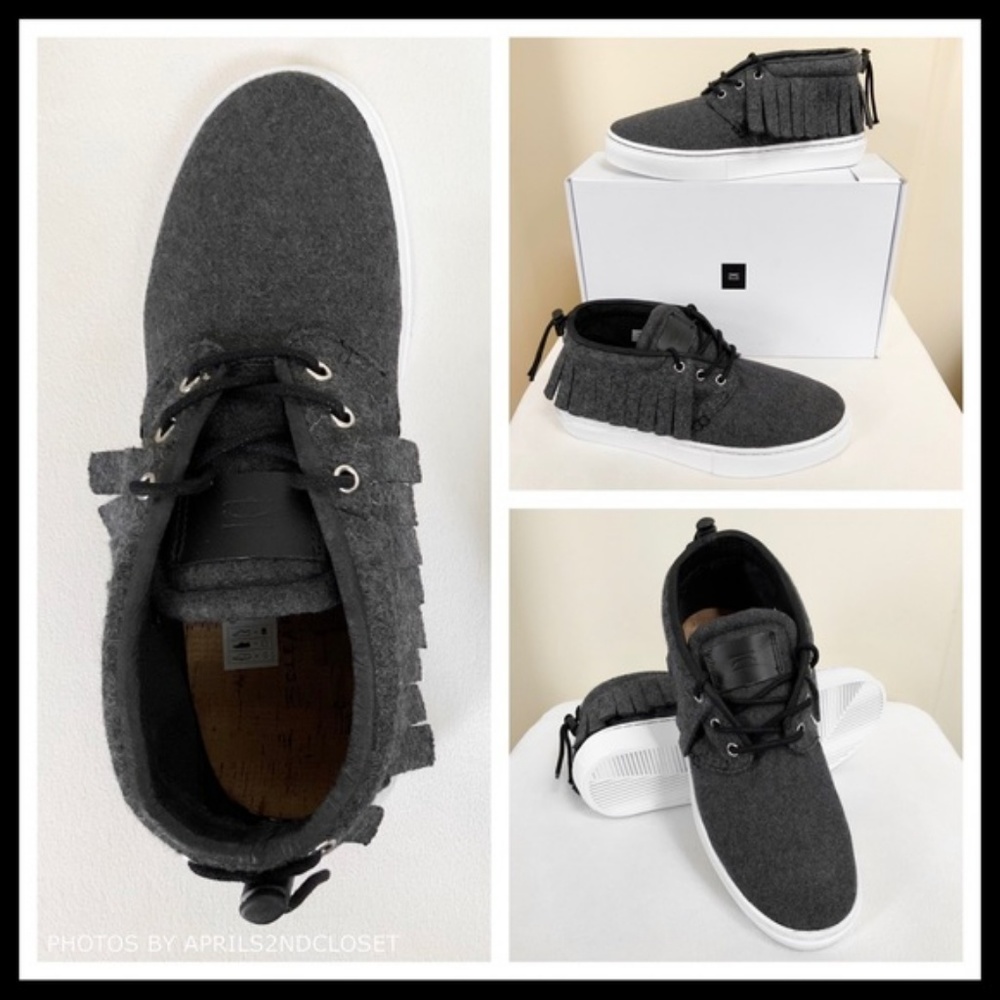 MID LOW TOP SNEAKERS FLATFORM BOHO FRINGE GREY FLATS STREETWEAR SHOES A2C - Picture 2 of 8